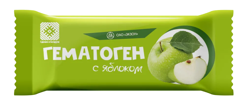 Гематоген с яблоком, плитка, 40 г, 1 шт.