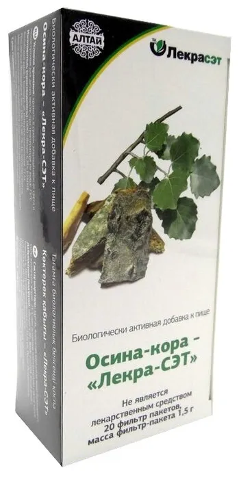 Осины кора, кора измельченная, фильтр-пакеты, 1.5 г, 20 шт.