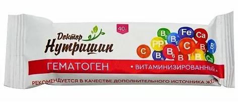 Доктор Нутришин Гематоген витаминизированный, 40 г, 1 шт.