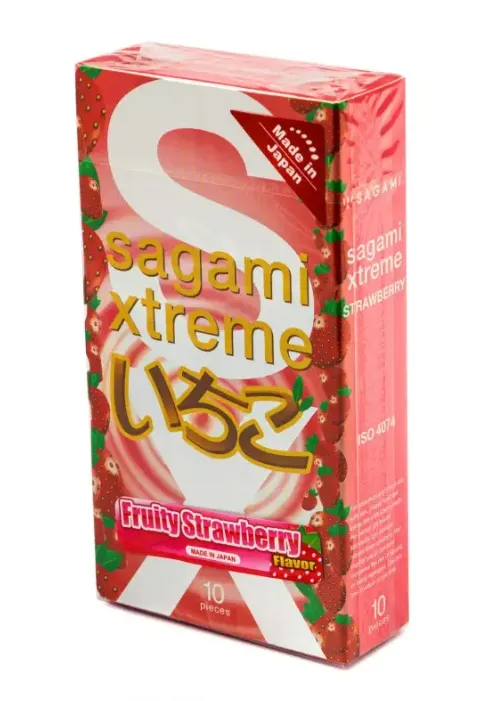 Sagami Xtreme Strawberry Презервативы, с ароматом клубники, 10 шт.