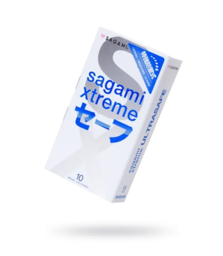 Sagami Xtreme Ultrasafe Презервативы, презерватив, с двойным количеством смазки, 10 шт.