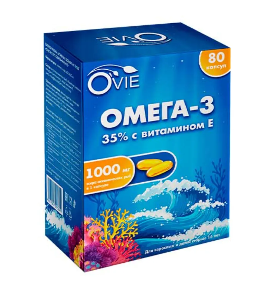 Ovie Омега-3 35% с витамином Е, капсулы, 80 шт.