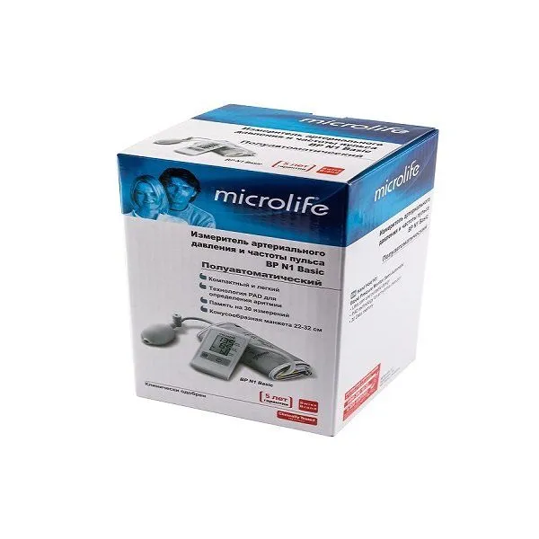 Microlife BP N1 Basic Тонометр полуавтоматический, со стандартной манжетой (22-32 см), 1 шт.