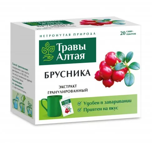 Травы Алтая Брусника, экстракт гранулированный, 8 г, 20 шт.