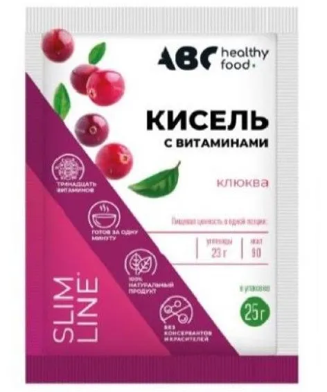 ABC Healthy Food Витошка Кисель детский витамины-кальций, со вкусом клюквы, 25 г, 1 шт.