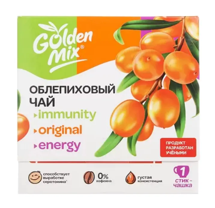 Golden Mix Чай облепиховый Ассорти, чай, Energy + Original + Immunity, 21 шт.