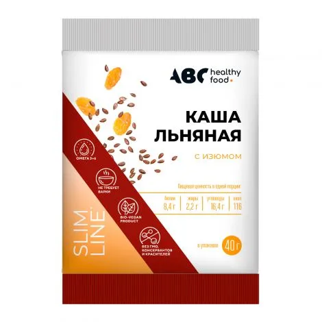 ABC Хэлси Фуд каша льняная с изюмом, каша, 40 г, 1 шт.