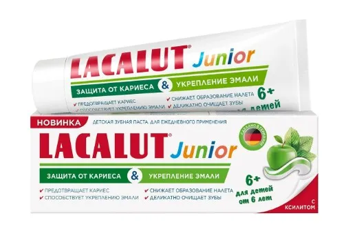 Lacalut Junior Зубная паста детская Защита от кариеса и Укрепление эмали, для детей старше 6 лет, паста зубная, 65 г, 1 шт.