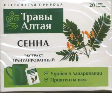 Травы Алтая Сенна, фиточай, гранулированный, 8 г, 20 шт.