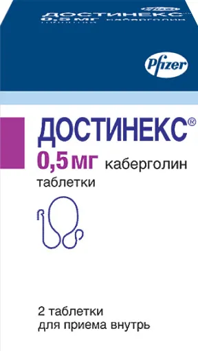 Достинекс, 0.5 мг, таблетки, 2 шт.