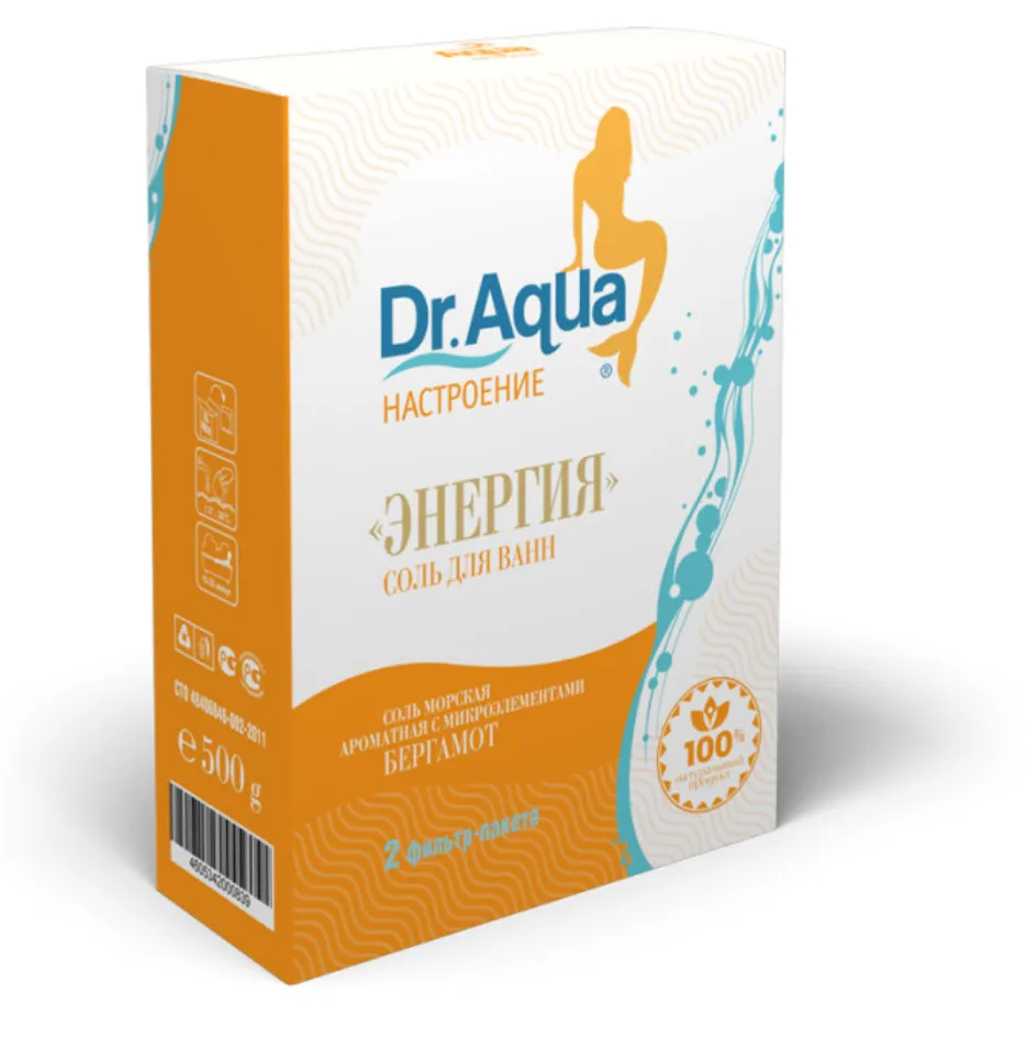 Dr Aqua Соль для ванн морская, бергамот, 250 г, 2 шт.