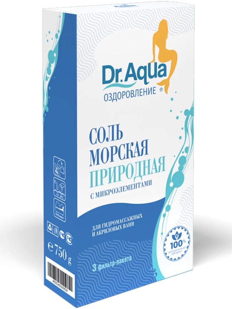 Dr Aqua Соль для ванн морская природная, 250 г, 3 шт.