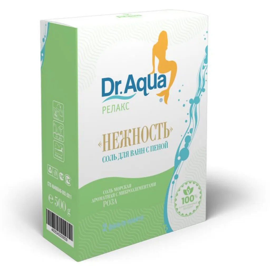 Dr Aqua Соль для ванн с пеной, роза, 250 г, 2 шт.