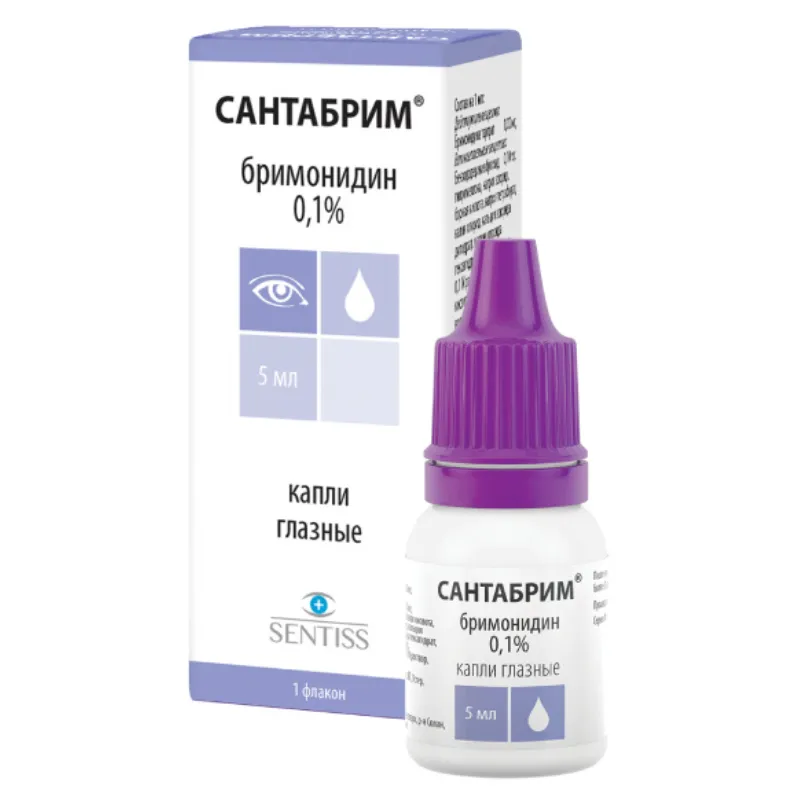 Сантабрим, 0.1%, капли глазные, 5 мл, 1 шт.