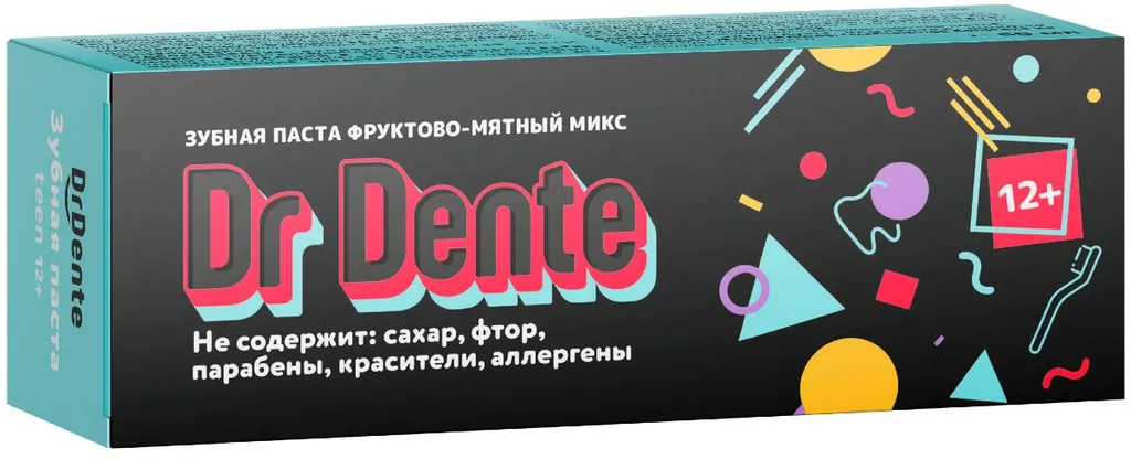 Dr.Dente Зубная паста детская, паста зубная, Фруктово-мятный микс, 50 мл, 1 шт.