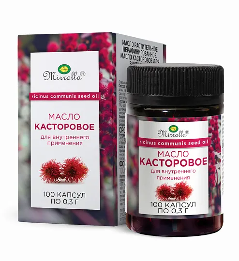 Mirrolla Масло касторовое для внутреннего применения, капсулы, 100 шт.