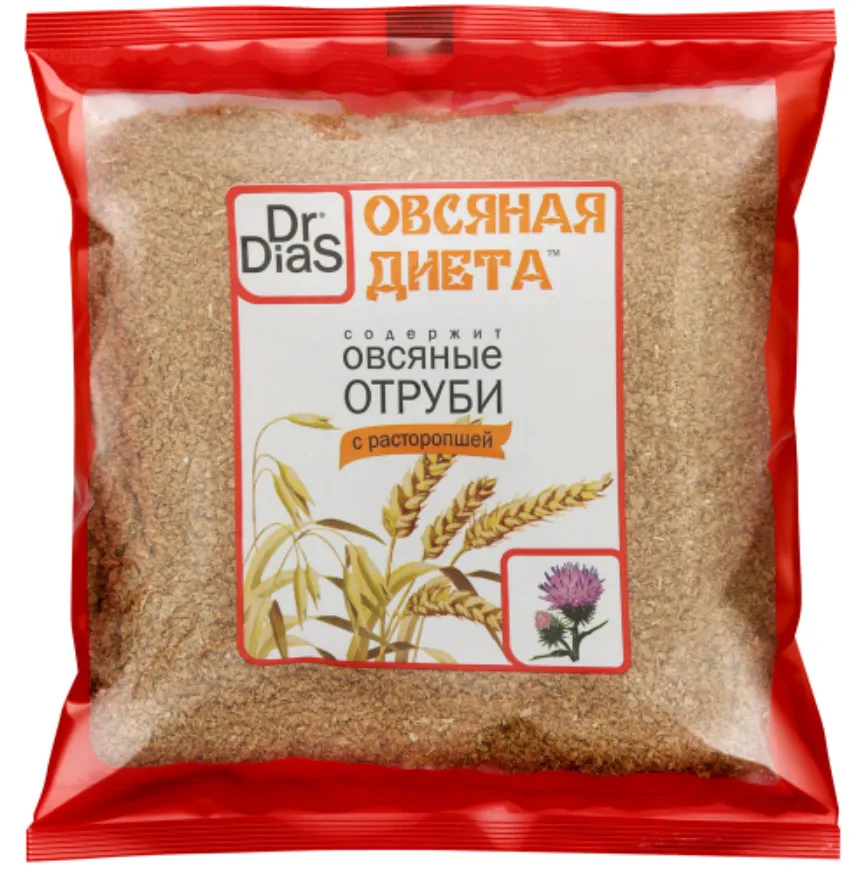 Dr.DiaS Отруби овсяные, с экстрактом расторопши, 200 г, 1 шт.