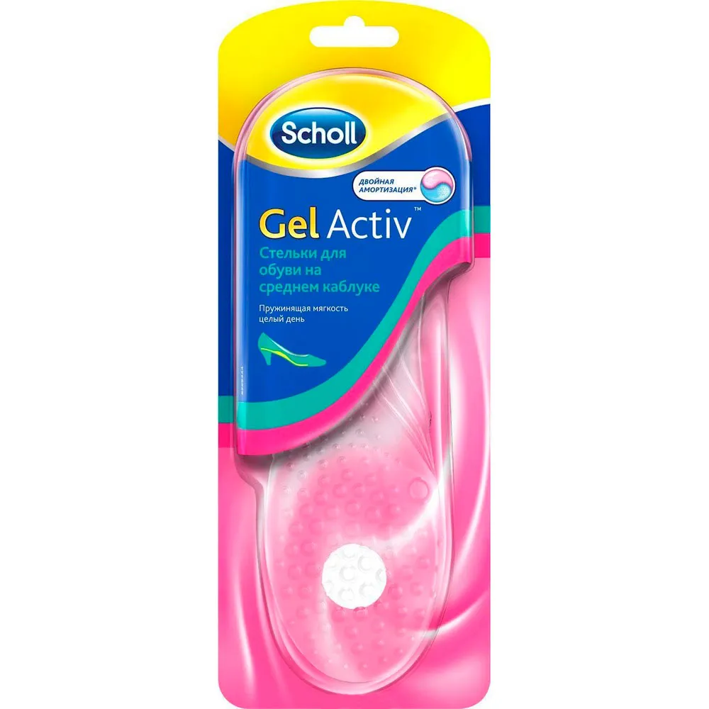 Scholl GelActiv стельки для обуви на среднем каблуке, прозрачные, 2 шт.