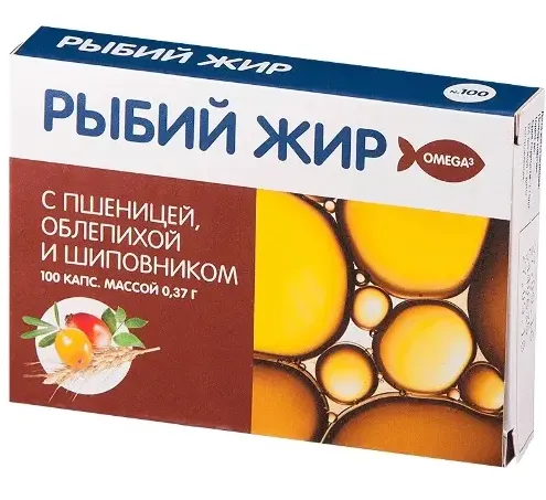 Mirrolla Рыбий жир с пшеницей, облепихой и шиповником, капсулы, 100 шт.