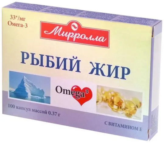 Mirrolla Рыбий жир с витамином Е, капсулы, 100 шт.