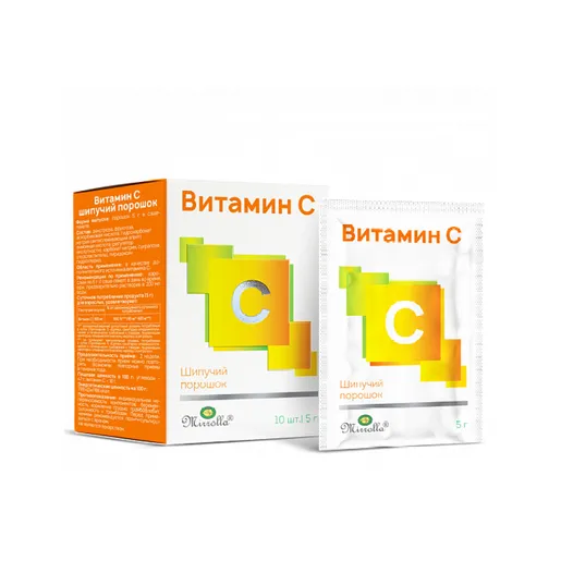 Mirrolla Витамин C, 900 мг, порошок для приготовления раствора для приема внутрь, 5 г, 10 шт.