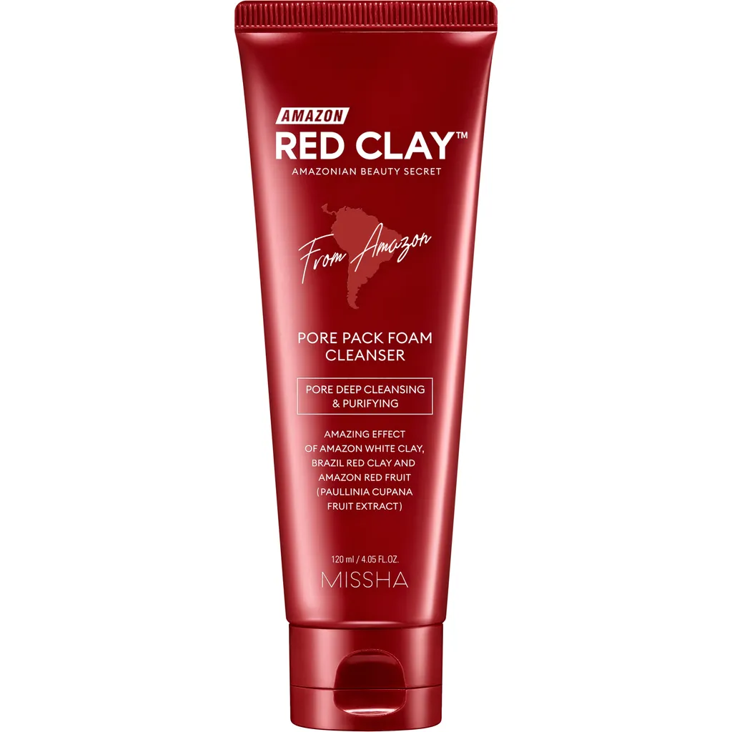 Missha Пенка для умывания и очищения пор Amazon Red Clay, пенка для лица, с амазонской красной глиной, 120 мл, 1 шт.