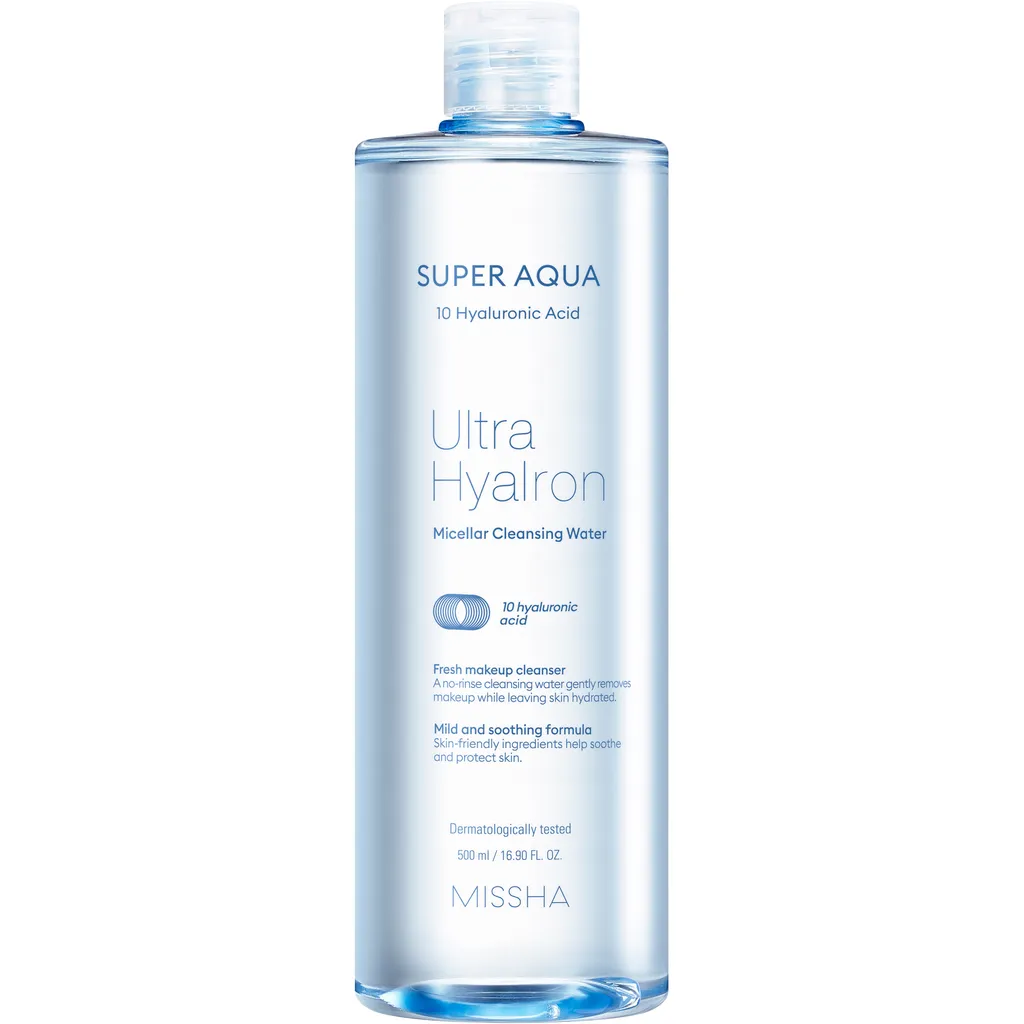 Missha Вода мицеллярная Super Aqua Ultra Hyalron, мицеллярная вода, для всех типов кожи, 500 мл, 1 шт.