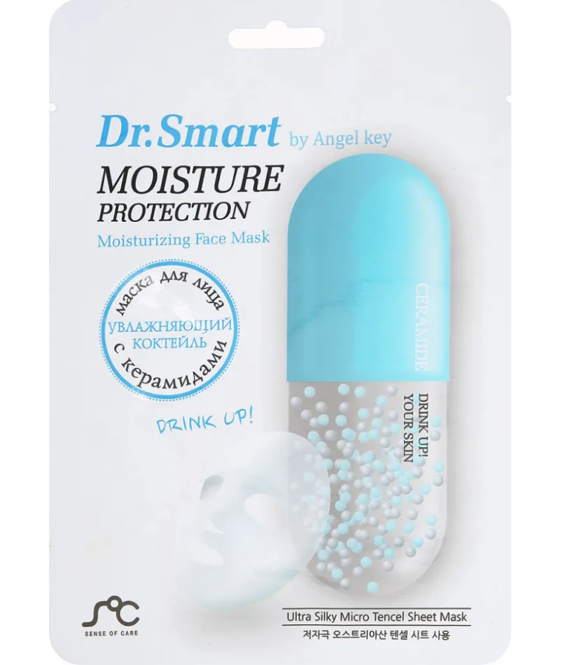 Dr.Smart Moisture Protection Тканевая маска для лица, маска, увлажняющая с керамидами, 1 шт.