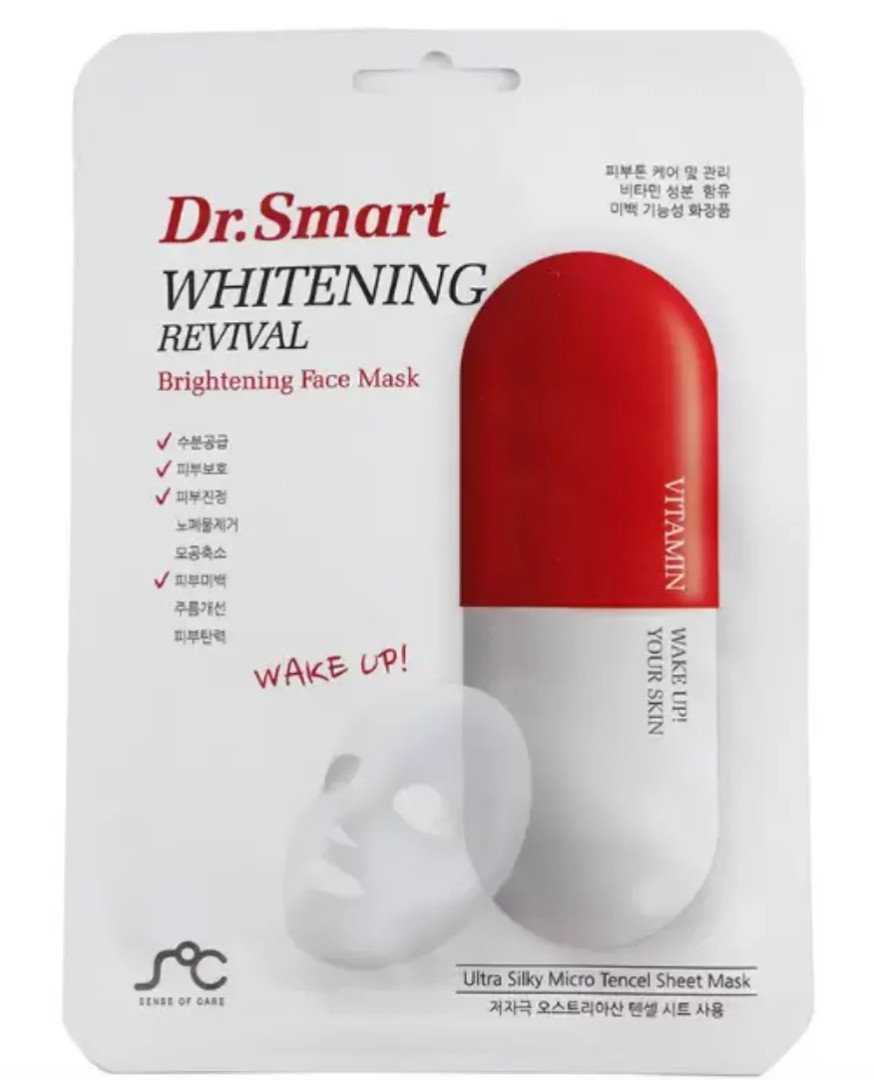 Dr.Smart Whitening Revival Тканевая маска для лица, маска, от пигментации с витаминным комплексом, 1 шт.