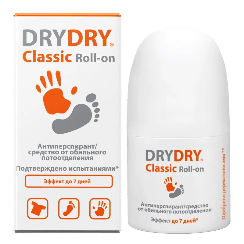 Dry Dry Classic Roll-on средство от обильного потовыделения, део-ролик, 35 мл, 1 шт.