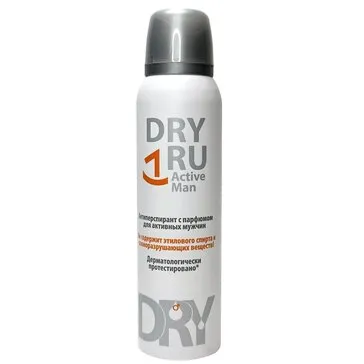 Dry Ru Active Man Антиперспирант с парфюмом, аэрозоль, для активных мужчин, 150 мл, 1 шт.