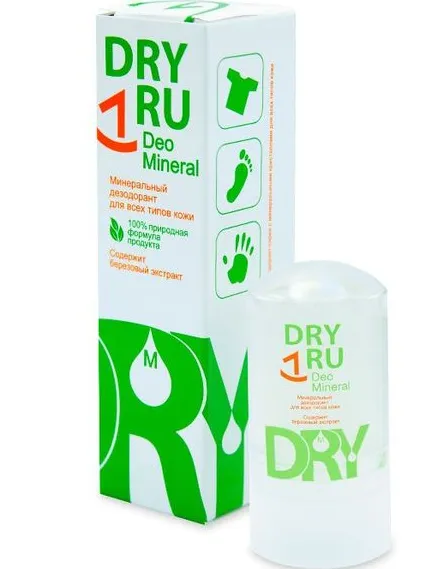 Dry Ru Deo Mineral Дезодорант минеральный, для всех типов кожи, 60 г, 1 шт.