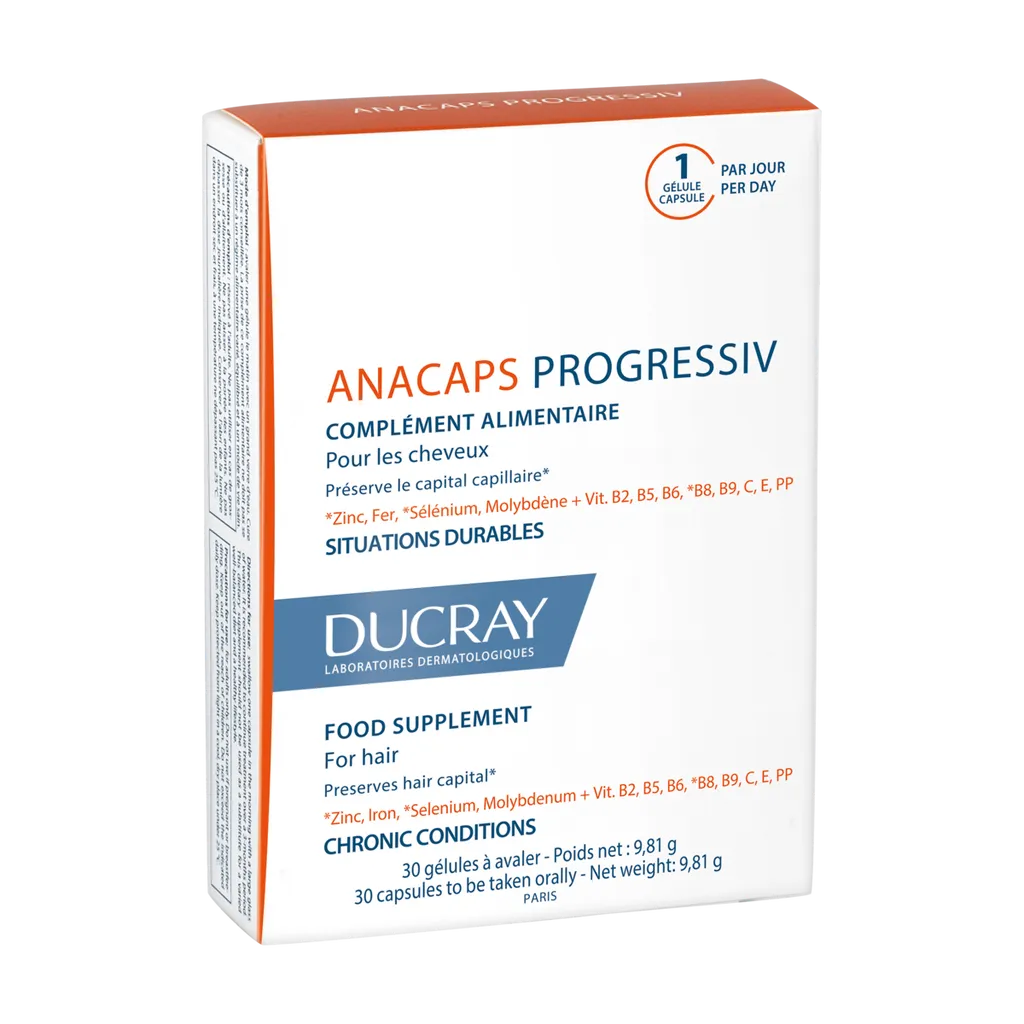 Ducray Аnacaps Progressiv Витамины для волос и ногтей, капсулы, 30 шт.