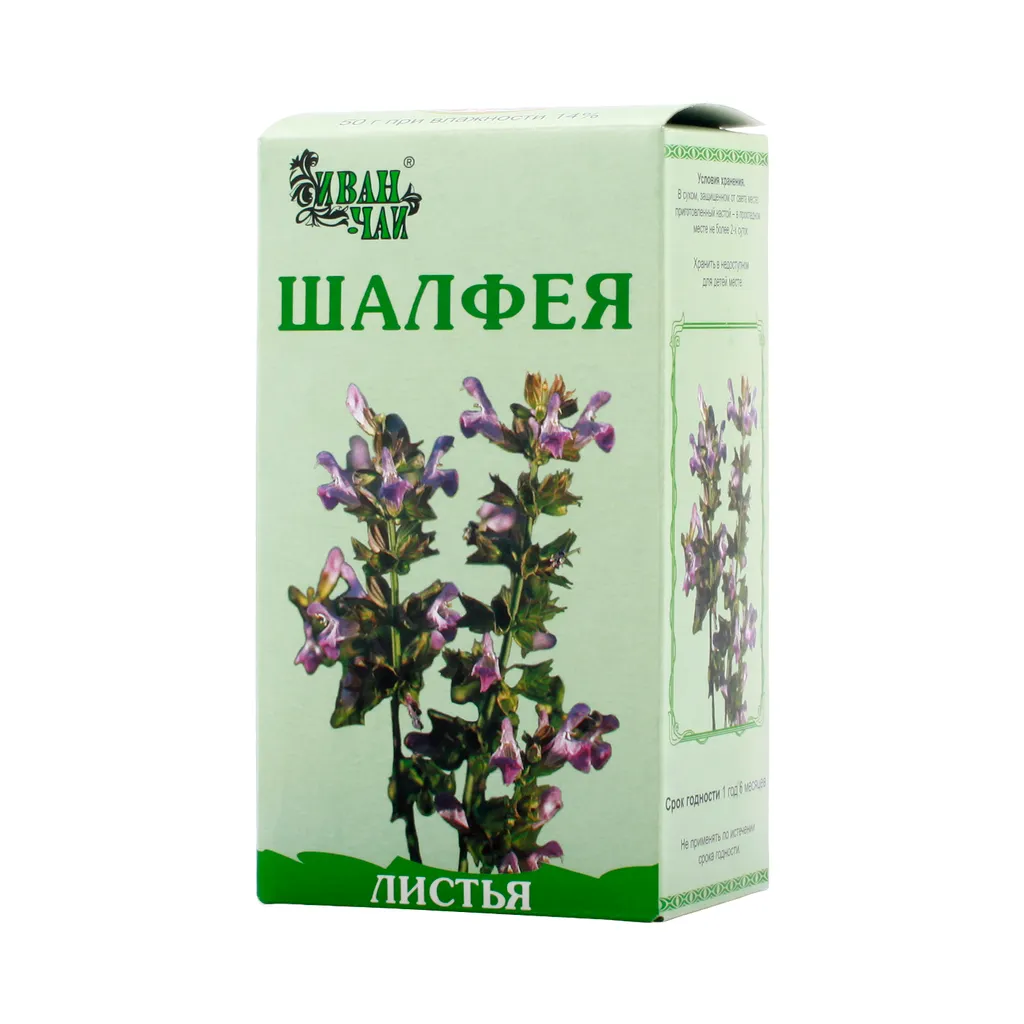 Шалфея листья, листья измельченные, 50 г, 1 шт.