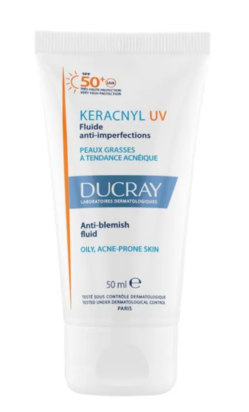 Ducray Keracnyl Флюид для жирной кожи склонной к акне, SPF50, флюид, против несовершенств кожи, 50 мл, 1 шт.