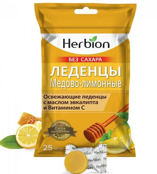 Herbion леденцы без сахара, 2.5 г, медово-лимонные(й), 25 шт.