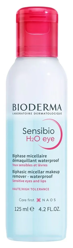 Bioderma Sensibio H2O Двухфазное мицеллярное средство, для очищения глаз и губ, 125 мл, 1 шт.