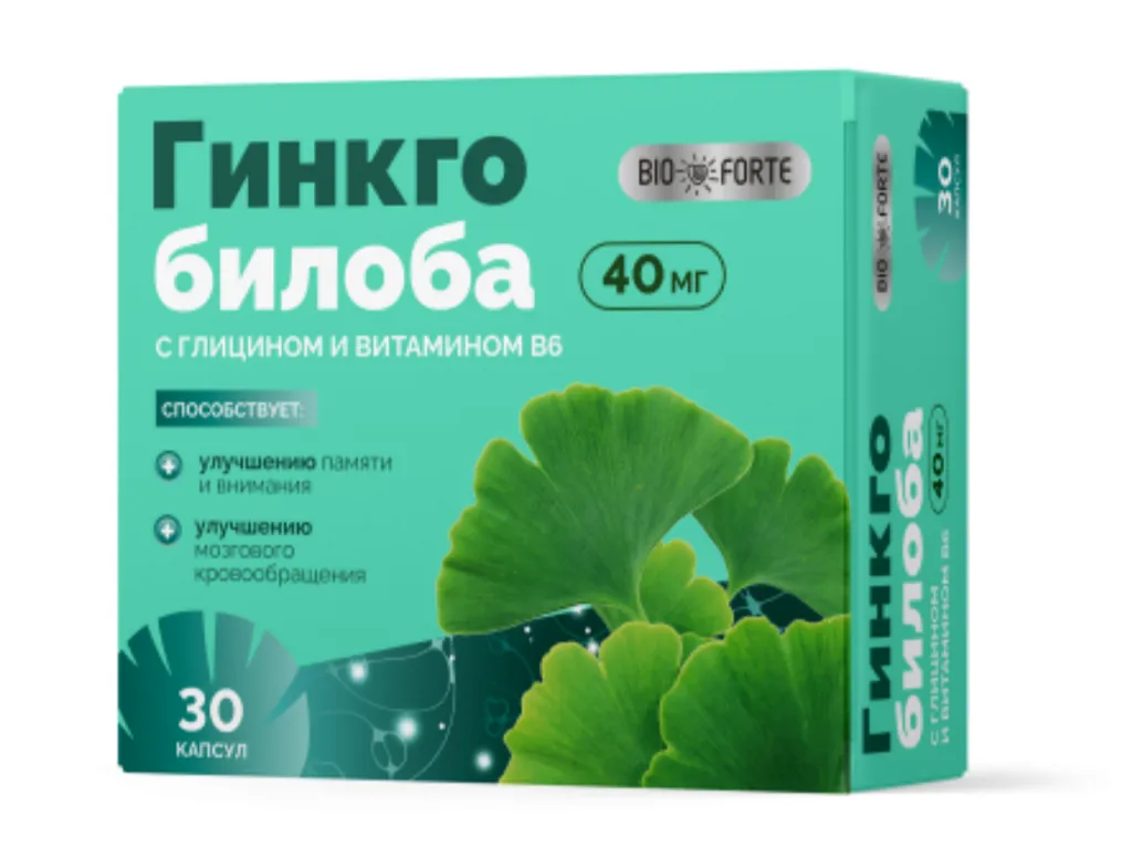 BioForte Гинкго Билоба + Глицин + Витамин В6, капсулы, 30 шт.