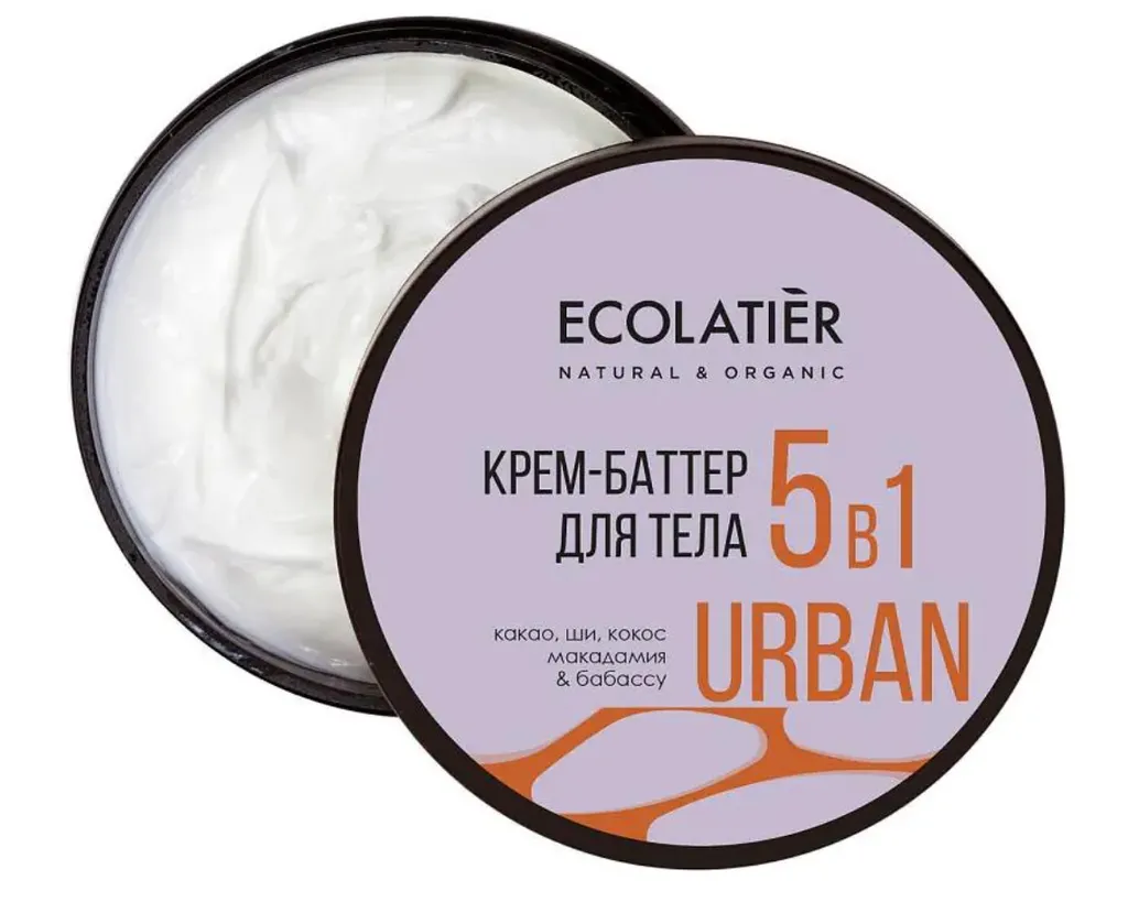 Ecolatier Крем-баттер для тела 5 в 1, крем для тела, какао, ши, кокос, макадамия, бабассу, 380 мл, 1 шт.