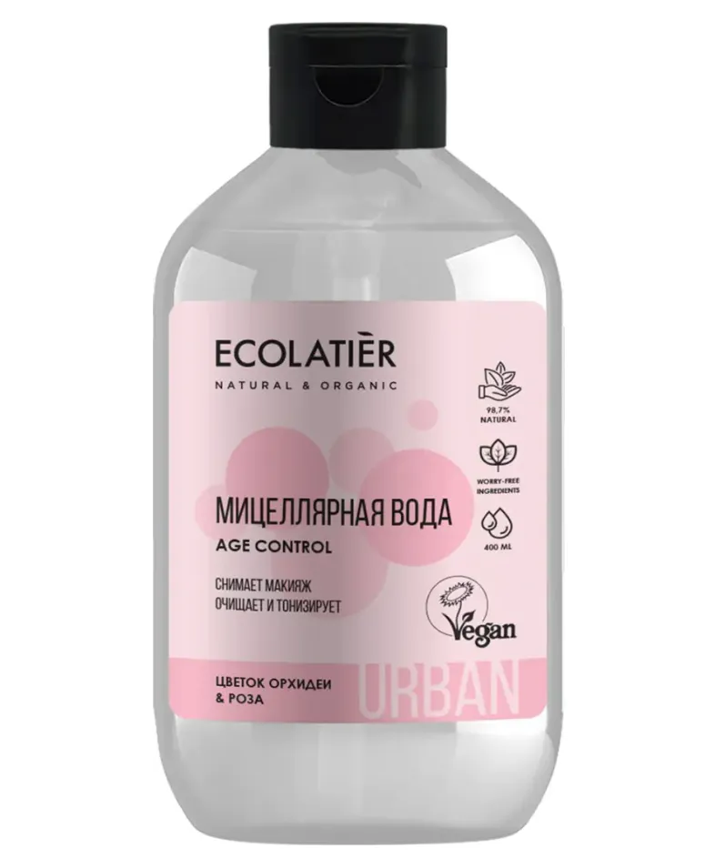 Ecolatier Мицеллярная вода для снятия макияжа, мицеллярная вода, цветок орхидеи и роза, 400 мл, 1 шт.