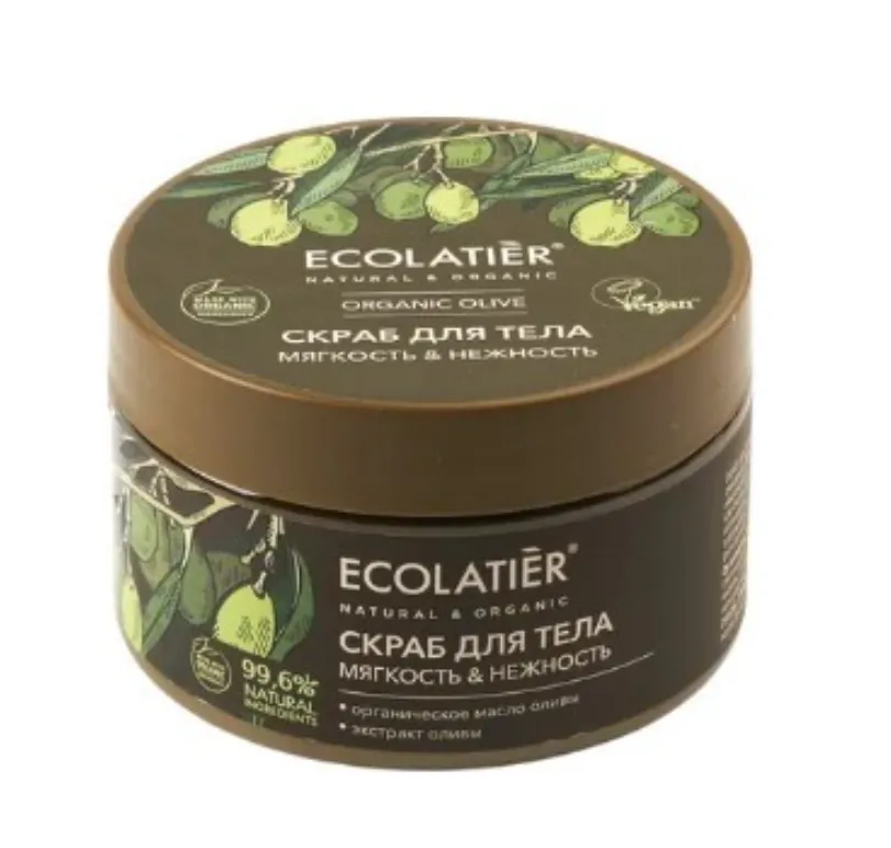 Ecolatier Organic Olive Скраб для тела, скраб, Мягкость и нежность кожи, 300 г, 1 шт.