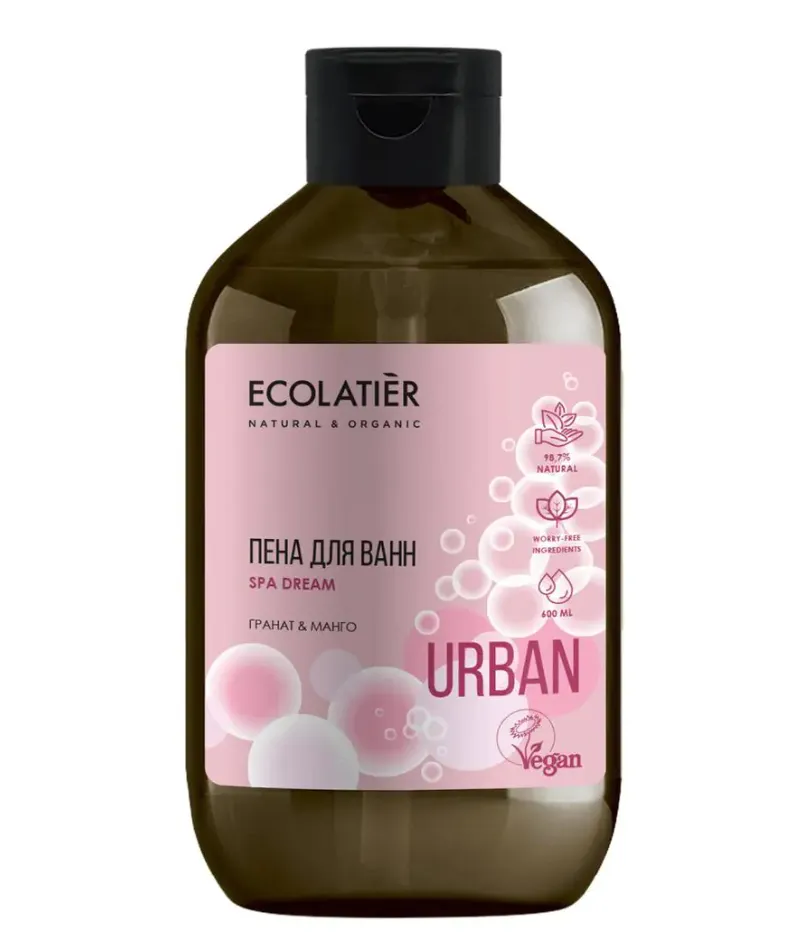 Ecolatier Пена для ванн, гель, гранат и манго, 600 мл, 1 шт.