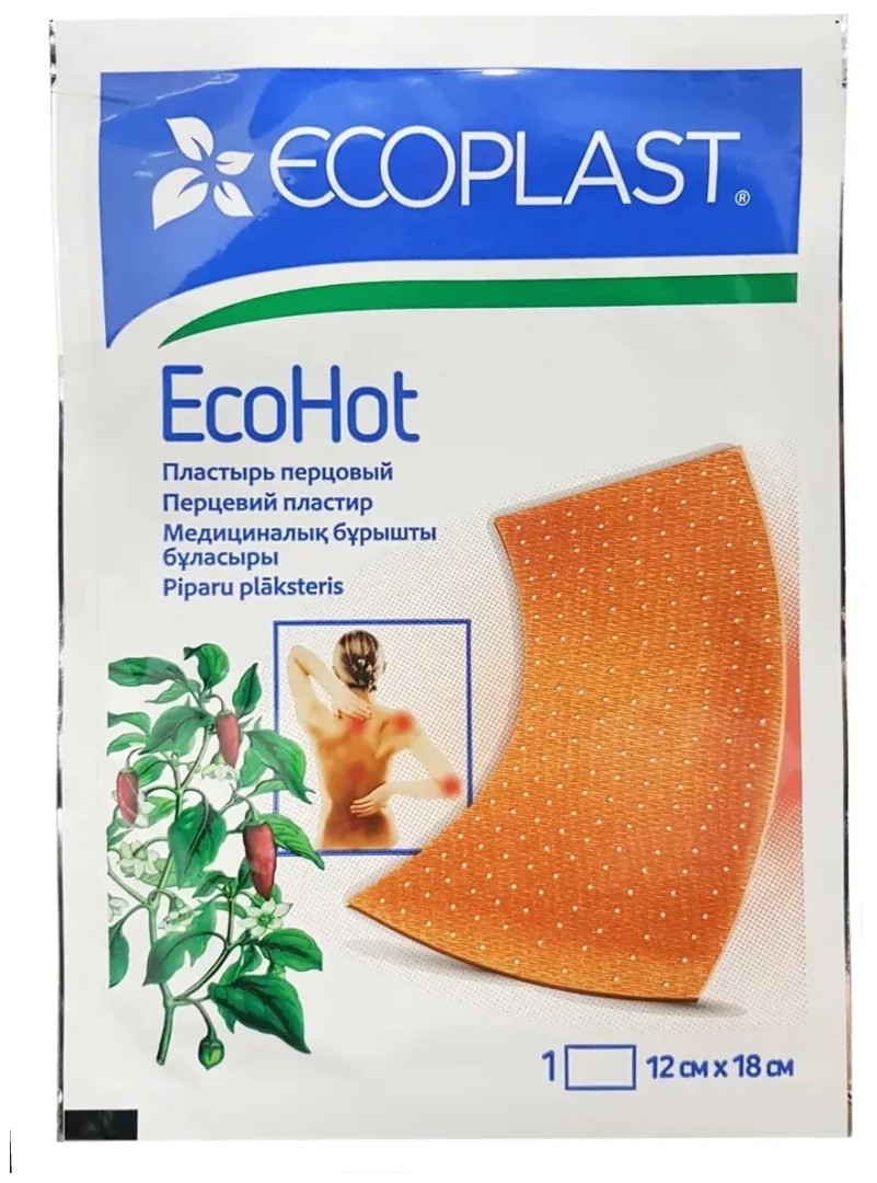 Ecoplast Ecohot Пластырь перцовый, 12х18, 1 шт.