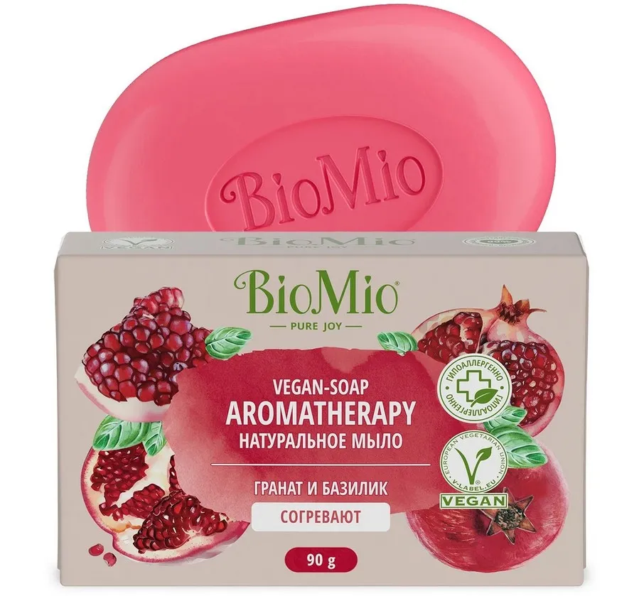 BioMio Мыло натуральное, Гранат и Базилик, 90 г, 1 шт.