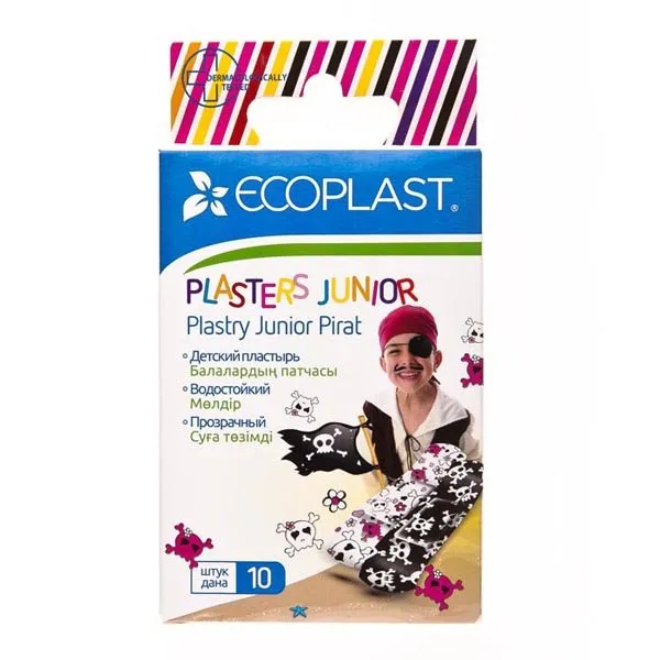 Ecoplast Набор пластырей Junior Pirate, 2см х 7см, пластырь, 10 шт.