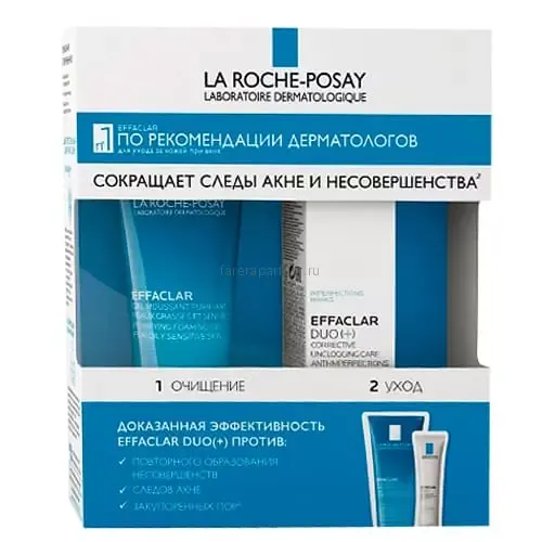 La Roche - Posay Effaclar Набор система для проблемной кожи, набор, очищающий гель 50 мл + корректирующий крем-гель 15 мл, 1 шт.