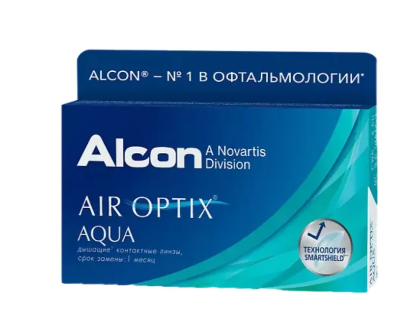 Alcon Air Optix aqua контактные линзы плановой замены, BC=8,6 d=14,2, D(-3.00), стерильно, 3 шт.