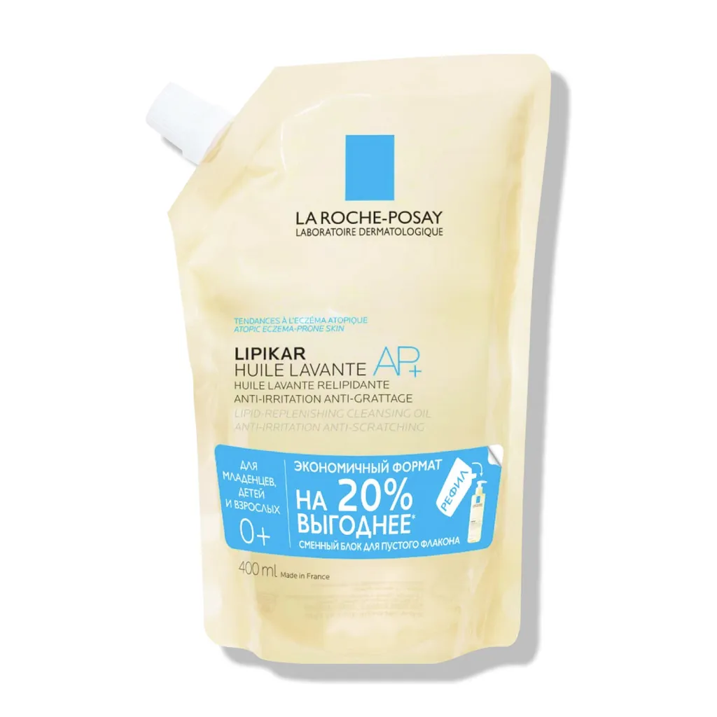 La Roche-Posay Lipikar AP+ масло для ванны и душа, масло для душа, сменный блок, 400 мл, 1 шт.