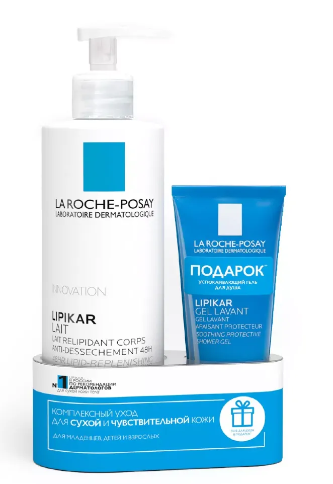 La Roche-Posay Набор Lipikar молочко + гель для душа, набор, Lipikar Lait молочко 400 мл+Lipikar Gel Lavant гель очищающий 100 мл, 1 шт.