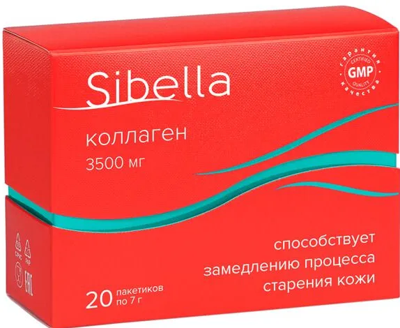 Sibella Коллаген, порошок для приготовления раствора для приема внутрь, 7 г, 20 шт.